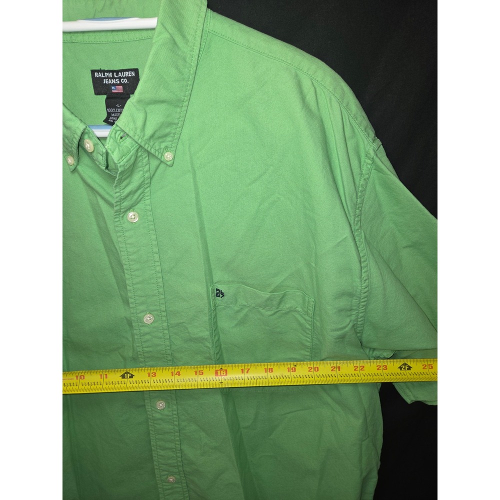 Ralph Lauren Jeans Co Green Short Sleeve Button Up Shirt Men Large RL67 Vintage - Picture 4 of 7